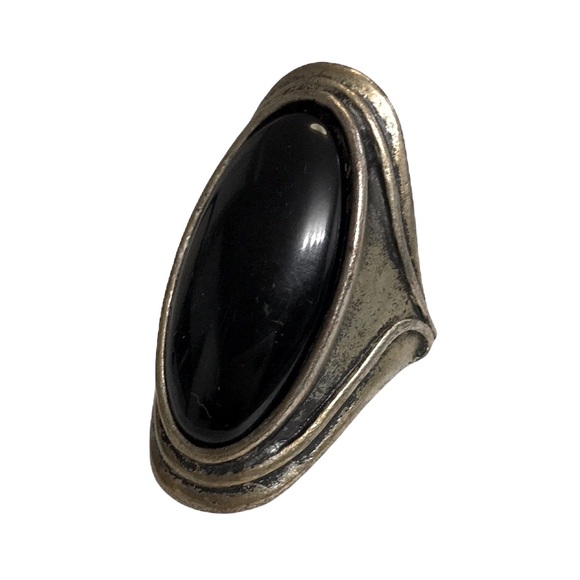 Vintage Jewelry - Vintage Sterling Silver Onyx Ring